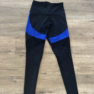 Black and blue high waist workout leggings - S/M